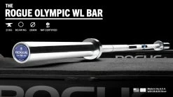 Rogue Fitness Rogue 28MM IWF Olympic Weightlifting Bar W/ Center Knurl - Bright Zinc